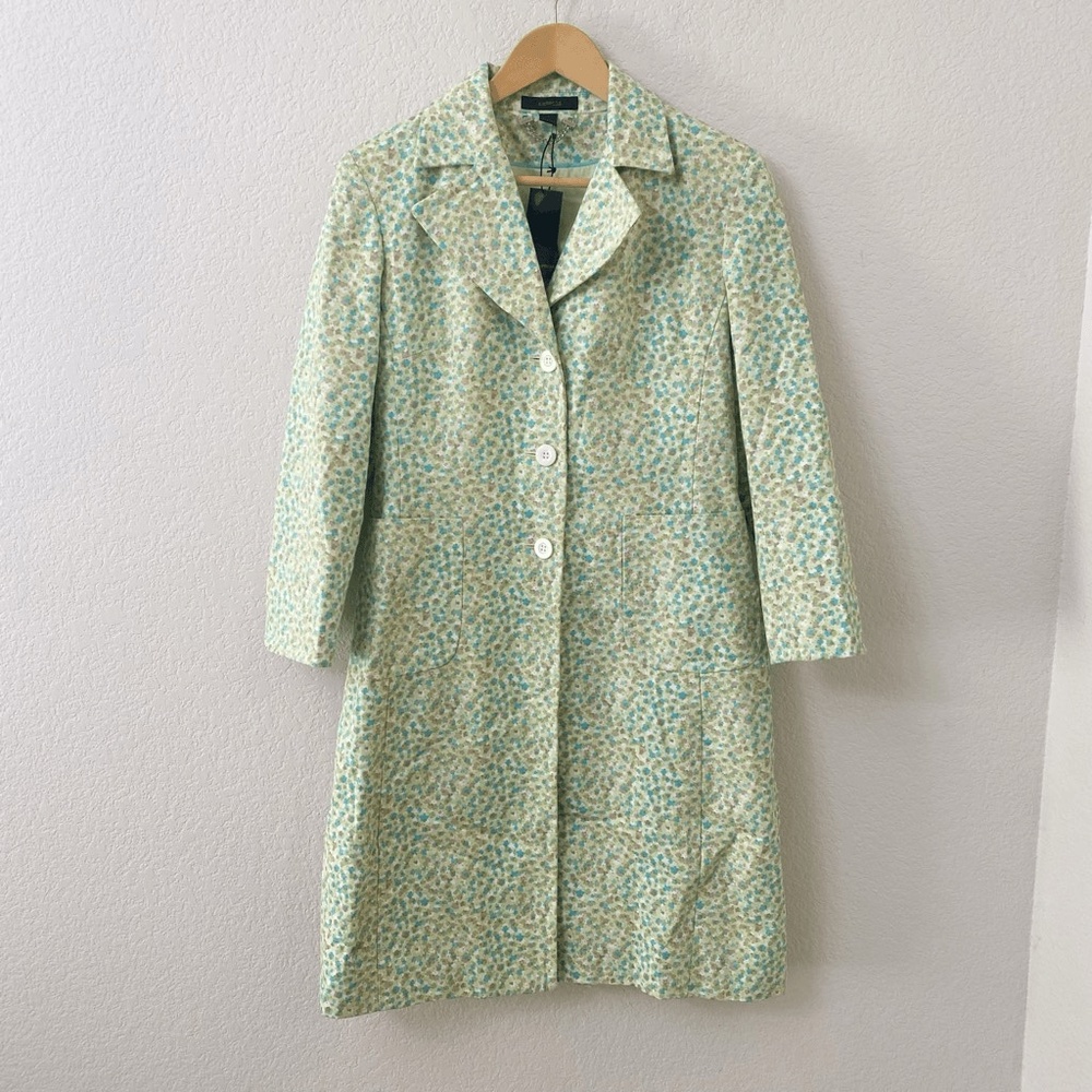 Vintage 90s Express Trench Coat Jacket Size Small Floral Spring New With Tags